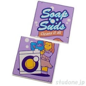 6x6タイル（女の子/ドラム洗濯機・Soap Suds Cleans it all）